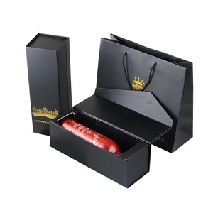 Luxury <b>bottle</b> folding cardboard magnetic paper packaging gift wine <b>box</b>, customizable according to demand - Product Image 1
