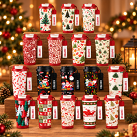 Gobelet isotherme à double paroi en acier inoxydable 316 de 16 oz avec poignée et couvercle à paille, revêtement poudré, idéal pour les cadeaux de Noël (vente en gros)