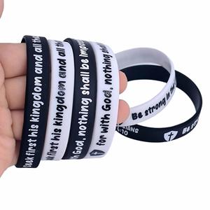 Religious Belief Cross Pattern Bible Inspirational Silicone Wristband Holiday Party Rubber <b>Bracelet</b> - Product Image 2