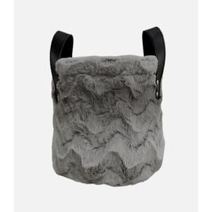 Cesto rotondo in peluche grigio con manici, 24 x 24 cm - Product Image 1