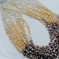 Chaîne de perles de culture d'eau douce de qualité AA, couleur spéciale, forme bouton, 4-5 mm, vente en gros d'usine ZHUJI pour la fabrication de bijoux