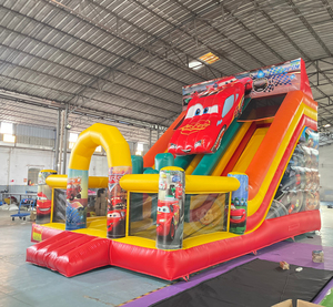 Tobogán Inflable Doble de Lightning <span class=keywords><strong>McQueen</strong></span>, Casa de Brinco Roja con Obstáculos para Eventos - Product Image 3