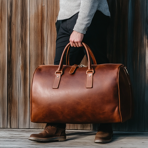 Bolsa de lona de cuero genuino con logotipo personalizado Bolsa de viaje de noche para hombre Bolsa de lona de cuero - Product Image 3
