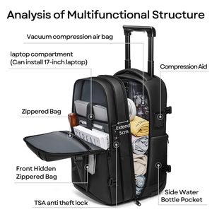 Smart Rolling Travel Backpack <strong>Wheels</strong> Hidden Straps Computer Backpack Laptop <strong>Rucksack</strong> - Product Image 2