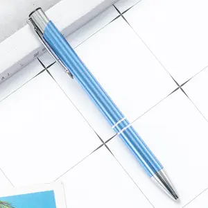 Penna a sfera blu chiaro che fa pubblicità a buon mercato promozionale della penna regalo personalizzata su misura della sfera del metallo della penna personalizzata personalizzata con la stampa di Logo