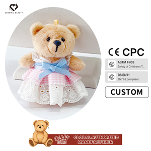 Teddy ISLAND, Muñeca de Peluche con Vestido a Cuadros Rosa Romántico Francés, con Autorización Global, Suave y Linda, Accesorio para Bolsos - Product Image 6