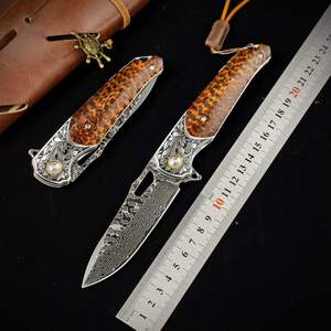 Cuchillo Plegable de Lujo con Núcleo de Acero Damasco VG10, Mango de Madera de Serpiente, Bolster Grabado, Cuchillo de Bolsillo Táctico para Supervivencia al Aire Libre, Regalo EDC - Product Image 6