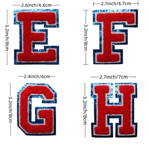 3.2 inç abd mavi Glitter kırmızı şönil mektup işlemeli yamalar dikmek-demir-on giyim çanta keçe kumaş - Product Image 5