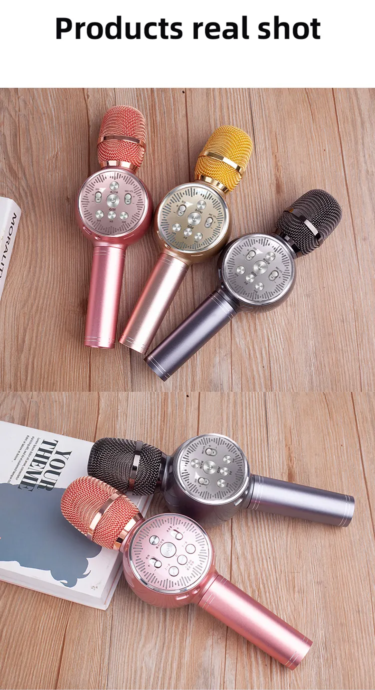 L999 Metal Wireless Bt Microphone Mouthpiece Audio Universal Vehicle-Mounted for Mobile Phone Family Singing Children Karaoke