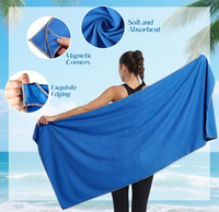 Serviette de yoga magnétique à séchage rapide, absorbante, surdimensionnée, avec aimant, logo personnalisé disponible