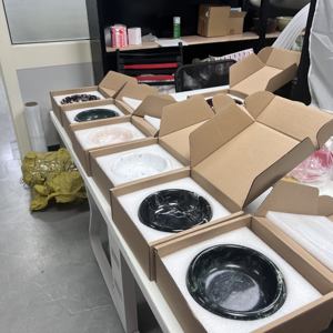 Cuenco de mármol para perros y gatos, decoración de mármol natural antideslizante, Calacatta blanca pulida personalizada, <span class=keywords><strong>viola</strong></span>, cuenco para perros y gatos - Product Image 6