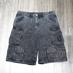 Shorts en jean décontractés pour hommes, imprimés sur toute la surface, personnalisés, avec poches, shorts lavés, shorts de créateur pour hommes - Product Image 2