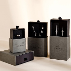 Bijoux <span class=keywords><strong>auto</strong></span>-dressants recyclables de luxe coffrets cadeaux emballage avec logo personnalisé papier éponge doublé boucles d'oreilles anneau collier bracelet étui - Product Image 3