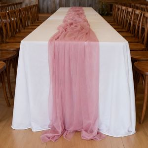 <span class=keywords><strong>Chemin</strong></span> <span class=keywords><strong>de</strong></span> <span class=keywords><strong>table</strong></span> en tulle fantaisie transparent blanc et vert sauge pour mariage en extérieur, tissu en mousseline pour la maison, banquet <span class=keywords><strong>de</strong></span> mariage romantique - Product Image 3