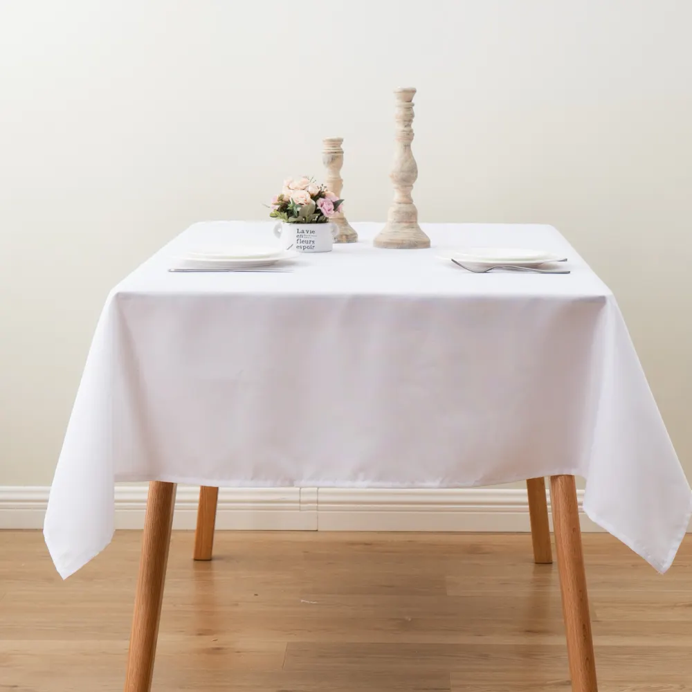Taplak Meja Linen untuk Dapur, Ukuran Kustom Warna Dipesan Lebih Dahulu Tahan Air Bulat Persegi Panjang Putih Meja Makan Pernikahan Bridal Shower