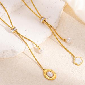 Collana di perle estive da donna con ciondolo in acciaio inossidabile con nappa Love Clavicle gioielli di moda transfrontalieri - Product Image 4