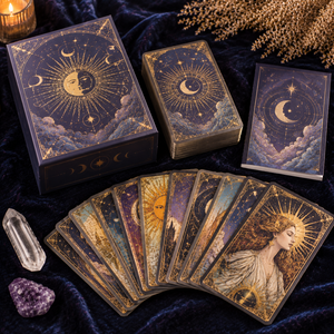 Jeu de cartes de <span class=keywords><strong>tarot</strong></span> personnalisées en papier premium avec impression dorée, boîte cadeau et guide - Product Image 1
