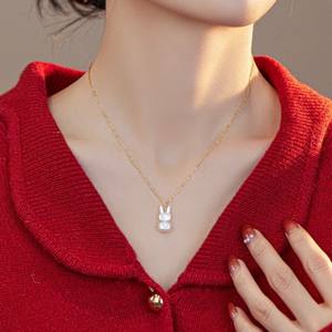 Adorable Little <b>Rabbit</b> Shell Natural Freshwater Pearl Pendant Luxury <b>Light</b> Temperament Collarbone Chain Necklace - Product Image 2