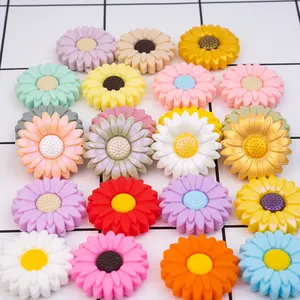 Made Of Kawaii Resin Baby Teether Kids Chew Waterproof Decoration Silicone Beads Daisy Suit Silicone Beads For Crafts