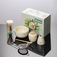 Outils de cérémonie japonais en porcelaine céramique faits à la main avec logo personnalisé ensemble de fouets à matcha de 2 à 7 pièces résistant à la chaleur de qualité alimentaire