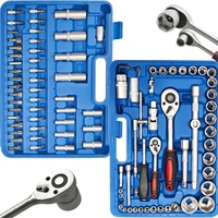 Kit d'outils robuste de 94 pièces : Jeu de douilles à cliquet et clés à fourche pour la réparation automobile et mécanique