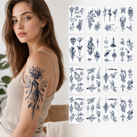 Autocollants de tatouage semi-permanents longue durée, feuilles de tatouage à transfert d'eau, motifs variés, fournisseur en gros