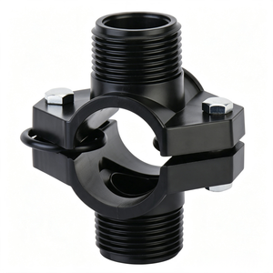 Collier de serrage double boulon en plastique PNTEK haute pression anti-corrosion en PEHD <span class=keywords><strong>à</strong></span> filetage mâle pour tuyau 32*1/2 110*1 1/2 pour alimentation en eau - Product Image 1