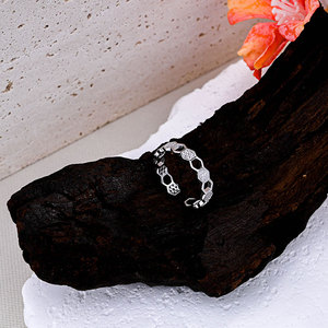 Zircon perhiasan estetika cincin emas mawar lapis dapat disesuaikan berongga segi enam pita keabadian - Product Image 6