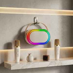 Mini Máquina de Karaoke JB, Sistema de Pedidos de Canciones Móvil, 2 Micrófonos Inalámbricos, Luces LED, Altavoz Portátil para Fiestas y Regalos (Plástico) - Product Image 3