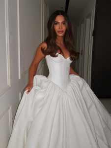 मिली ब्राइडल mzd05261 voluminous प्रेमी स्लीवलेस कॉर्सेट बेस्क कमर जैक्वार्ड शादी के कपड़े - Product Image 6