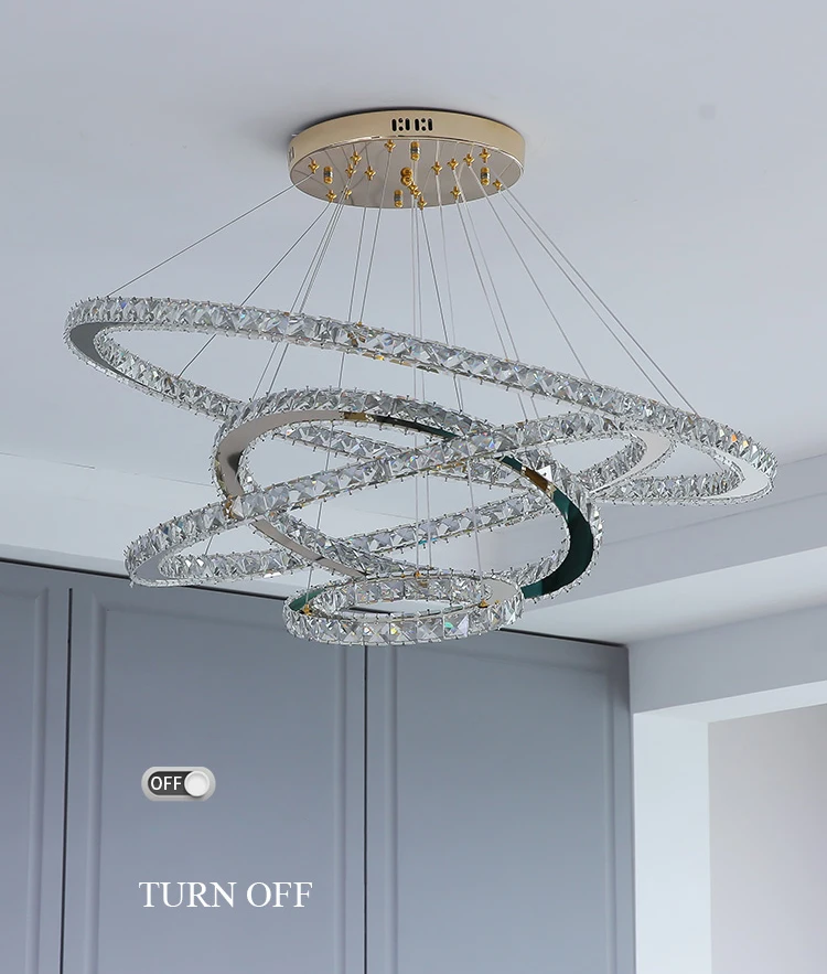 China  Living Room Bedroom Decorative Round Ring led large chandelier luxury  villa staircase art deco circle metal chandeliers