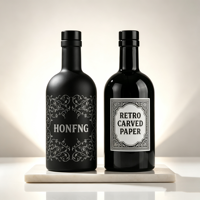 Bouteille de vin en verre noir mat personnalisée de 750 ml à fond épais, bouteille en verre vide avec bouchon pour vin, spiritueux et diffuseur de parfum
