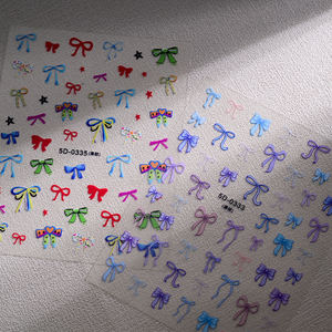 Autocollants pour <span class=keywords><strong>manucure</strong></span> française 5D, ruban coloré néon, nœud papillon, cœur d'amour, autocollants pour ongles, autocollants pour ongles autocollants - Product Image 5