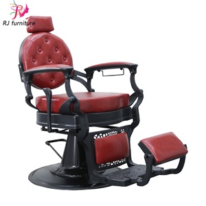 Sillón de Barbería Plateado de Alta Gama, Estilo Vintage, Sillón de Barbería Hidráulico Reclinable Negro para Salón de Belleza - Product Image 1