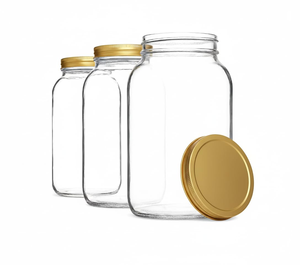 Tarros de plástico PET redondos de pared gruesa con tapa de rosca de doble capa para almacenamiento de alimentos, dulces y té, 0.7L, 0.9L, 1.4L - Product Image 2