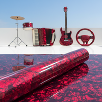 Vente directe usine – Feuilles de celluloid nacrées multicolores (rouge, vert, bleu, blanc) pour kits de batterie, accordions et habillage de volants – Prêtes à découper