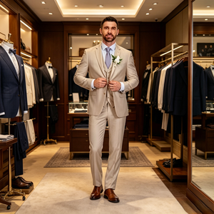 Ensemble de costume 3 pièces pour <span class=keywords><strong>homme</strong></span> 2026 : Blazer + Gilet + Pantalon, <span class=keywords><strong>Tenue</strong></span> de <span class=keywords><strong>mariage</strong></span> professionnelle européenne et américaine, Vêtements de cérémonie d'affaires - Product Image 4