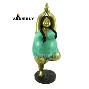 Wholesale Modern Custom Size Metal Art Woman Statues Home Decor Sculpture Brass Bronze Yoga Fat Lady Sculpture For Sale