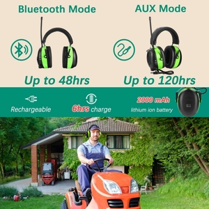 Casque de protection auditive Bluetooth 5.4, 25 dB NRR, protège-oreilles de sécurité mains libres avec musique et fonction téléphone pour la tonte, les ateliers - Product Image 4
