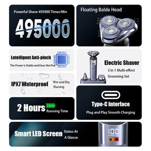 <span class=keywords><strong>Rasoio</strong></span> Elettrico da Uomo Senza Fili USB-C <span class=keywords><strong>e</strong></span> Ricaricabile con Base, <span class=keywords><strong>Regolabarba</strong></span> Impermeabile IPX7 per Uso a Secco <span class=keywords><strong>e</strong></span> Bagnato, <span class=keywords><strong>Rasoio</strong></span> Rotante - Product Image 3
