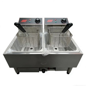 Friteuse professionnelle à double cuve de 12 L, <span class=keywords><strong>machine</strong></span> à frire électrique robuste avec paniers amovibles pour frites et poulet - Product Image 1