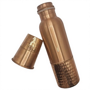 Plain & Hammered Copper Water Bottle Drinkware Eco-Friendly Dishwasher Safe 350ml-1000ml Gift Ideas - Product Image 1