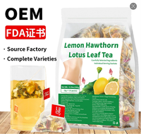 Thé aux herbes citron, aubépine et feuille de lotus 150g, soutien digestif naturel, sachets de thé sans caféine