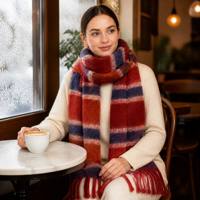 Nouveau style – Châle long en cachemire color block avec pompons, pour homme et femme, accessoires de mode hivernale pour couples