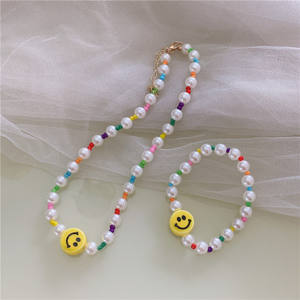 2025 Nueva alta calidad Ins gran oferta Diy colorido semilla cuentas gargantilla Linda sonrisa cara perla collar con cuentas para mujeres niñas - Product Image 1