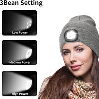 Cappello Jacquard Lavorato a Maglia con Luce LED Ricaricabile USB, Caldo per Pesca e Attività all'Aperto, Berretto con Visiera a Colore Unico