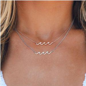 2023 gioielli di moda estiva in acciaio inossidabile Holiday Bohemia Styles Ladies Girls Beach Surfer Sea collana con onde Delicate - Product Image 1