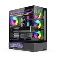 Casing Komputer ATX Baru Mid-tower Gaming dengan Kaca Tempered, Casing CPU Desktop Transparan, Casing PC B1302