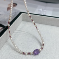 Collier en or 18 carats avec perle d'eau douce naturelle (avec améthyste)