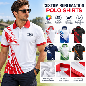 Camisas Polo de Sublimación Personalizadas para Hombre, Manga Corta de Poliéster, Logotipo Personalizado a Todo Color, Ropa Deportiva para Equipos de Golf - Product Image 2